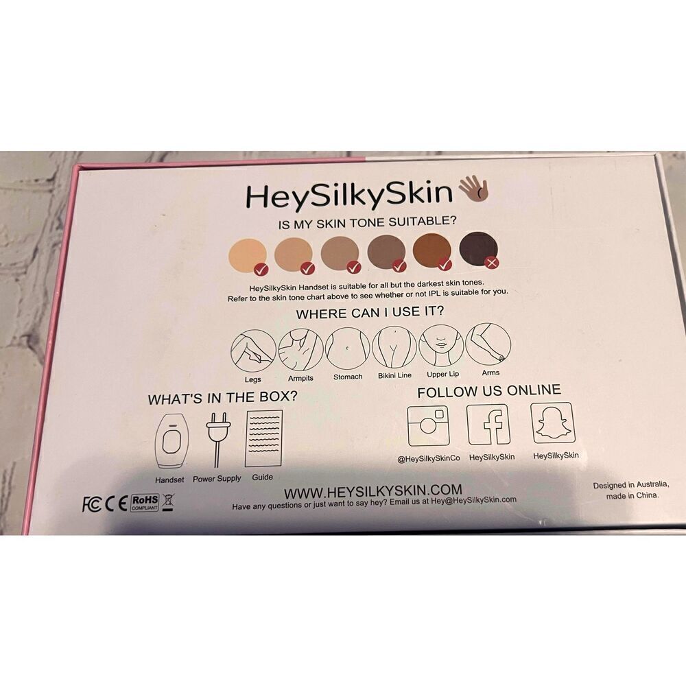 Hey Silky Skin Women's Advanced IPL Hair Removal Handset Rose Gold Pink New - Picture 8 of 15